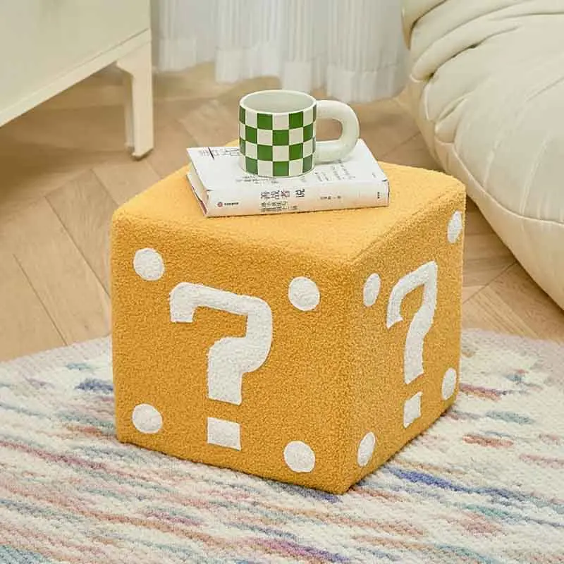 

Nordic Furniture Lamb Plush Stool Question Mark Square Stool Shoe Changing Stool Living Room Sofa Footstool Moving Seats Decor