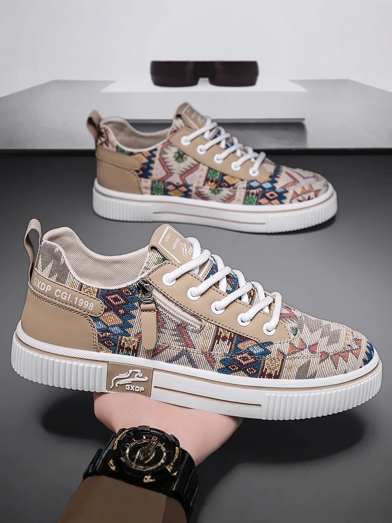 Unisex Canvas Shoes 2025 Autumn New Style Small Design Versatile Casual Board Shoes Sports Thick Bottom Heightening Print Clo...