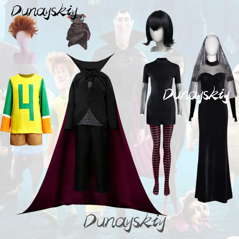 Hotel Transylvania Cosplay Costume Set Dracula Mavis Wedding Johnny Wig Halloween Dress Up Christmas Party Costumized Adult Kids