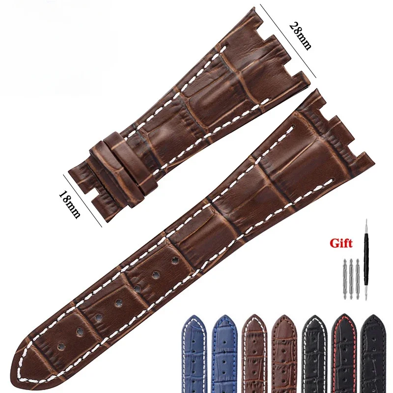 Impermeável Couro Genuíno Watch Band, AP Strap, Sport Pulseira, Audemars, Piguet, Royal Oak, Offshore 15710, 15703, 28mm