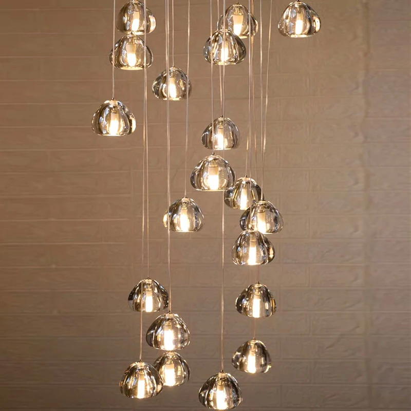 Imagem -02 - Modern Crystal Chandelier For Home Decoration Stair Pendant Lamp Living Room Pendant Lights Iluminação Interior