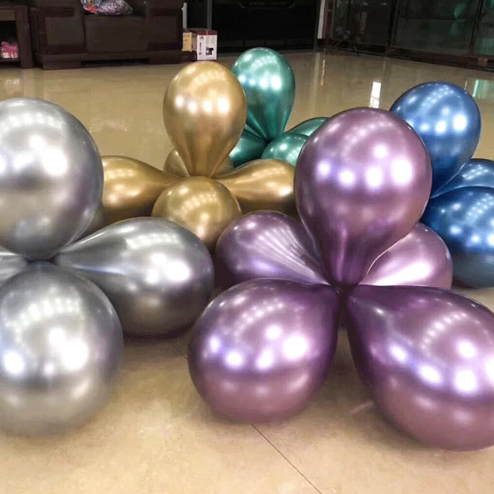 

50Pcs 10 Inches Latex Thicken Balloons Metallic Color Wall Door Window Ceiling Decor Latex Balloons Party Supplies
