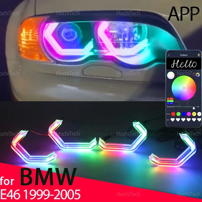 

Для BMW 3 серии E46 седан 1999-2005 последовательное управление приложением в стиле M4, светодиодная лампа «ангельские глазки», кольцо указателя поворота, лампа DRL