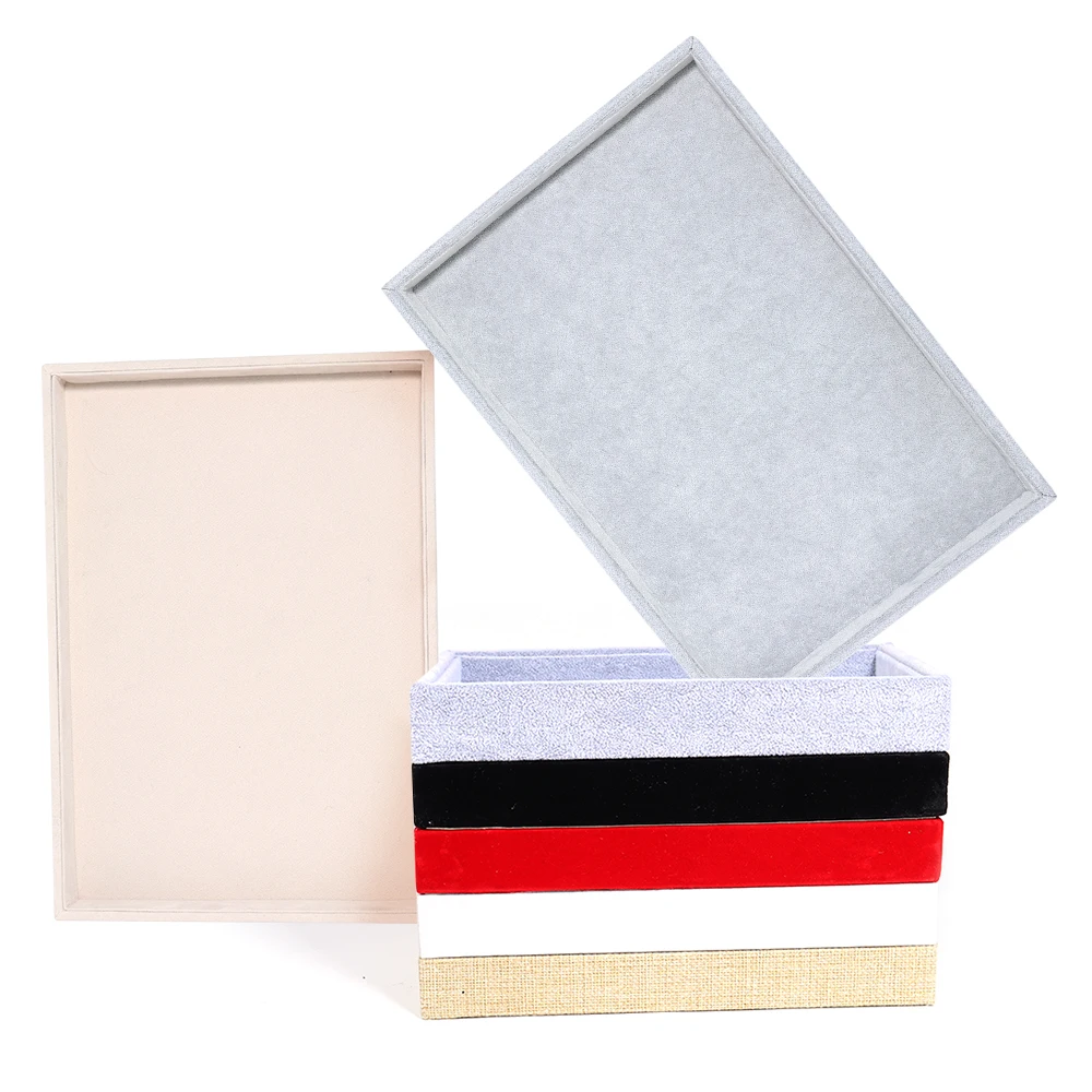 DC 1Pcs Velvet Jewelry Display Tray Multicolor Organizer Holder Box Necklaces Bracelets Rings Earring Storage Show Tray Case