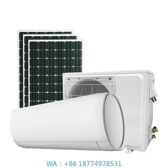 Aire Acondicionado Híbrido Solar AC/DC de 24000 BTU, Unidad de Aire Acondicionado con Panel Solar Inverter DC Completo, Ahorro de Energía, Sin Conexión a la Red