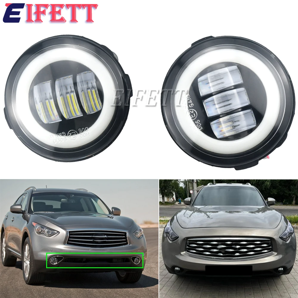 

2PCS /LOT NEW Angel Eye Fog Lights H11 For Infiniti EX25 M25 M56 FX FX35 FX37 FX45 FX50 FX30D 2006-2015 LED Headlights 12V