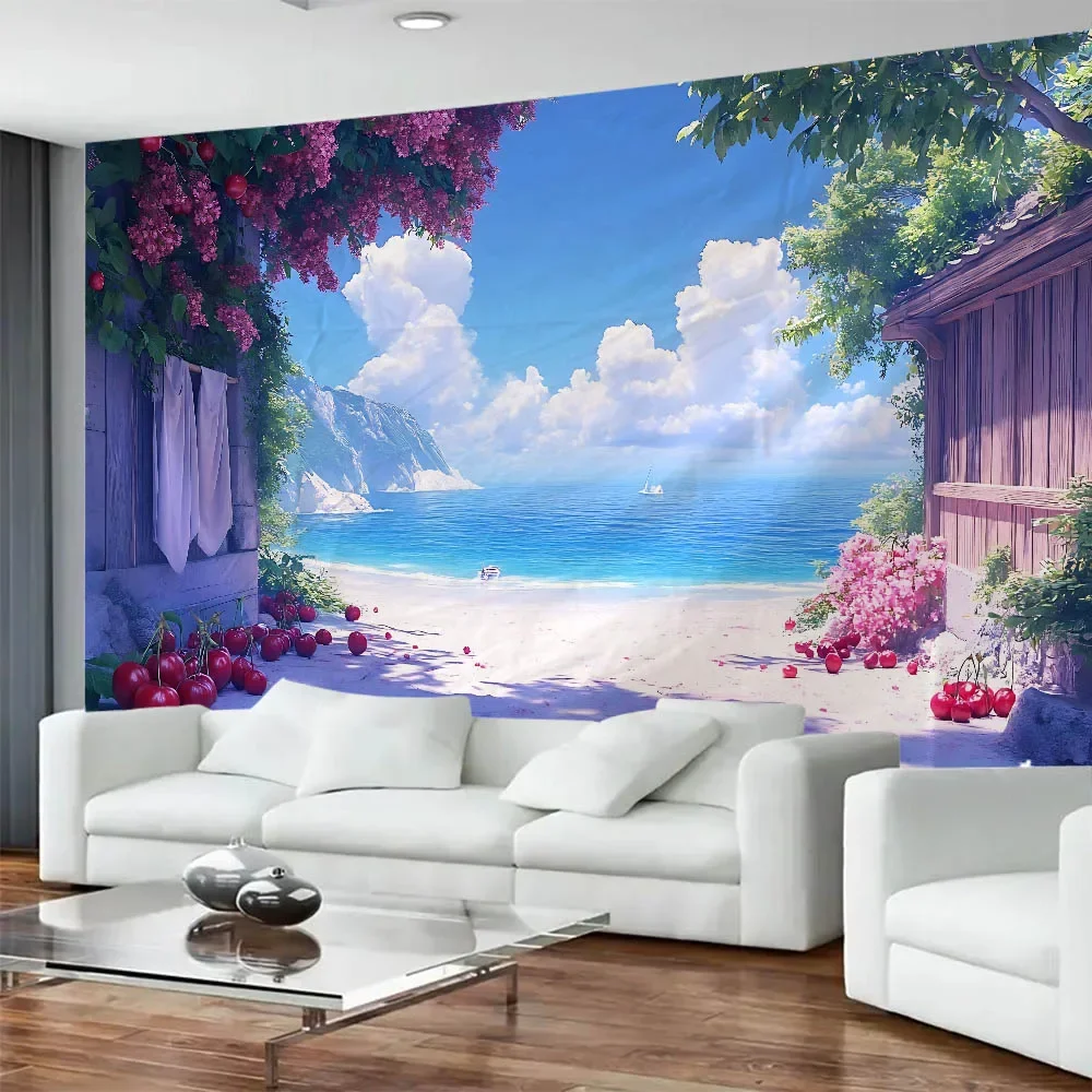 Tropical Paradise Tapestry - Perfect for Home Décor,Adding a Touch of Beachside Serenity and Natural Beauty to Your Living Space