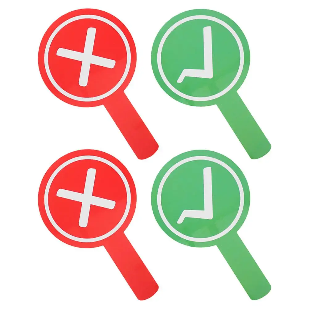 

4pcs Handheld Sided Classroom Signs Paddles Red Classroom Teaching Gadgets Portable Lightweight Plastic
