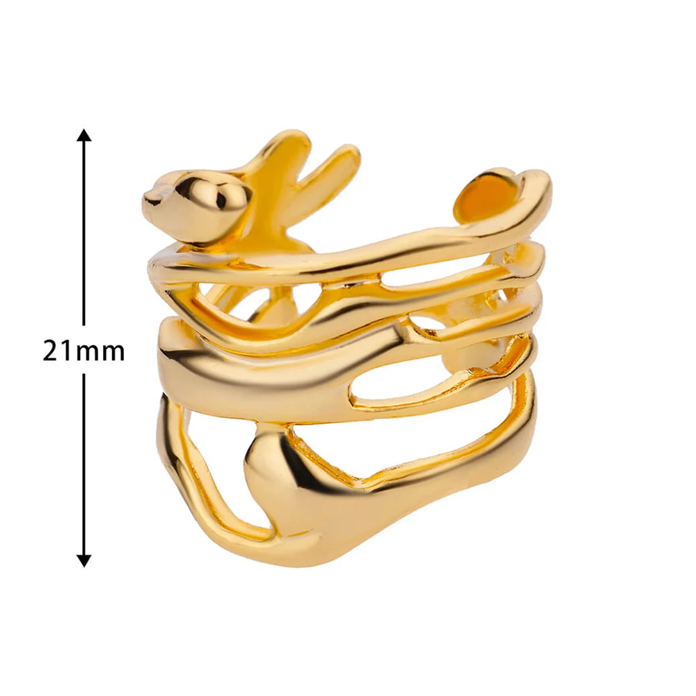 Anillos de acero inoxidable para hombre y mujer, sortija abierta ancha hueca de Color dorado, joyería de dedo para fiesta de boda, regalo 2024