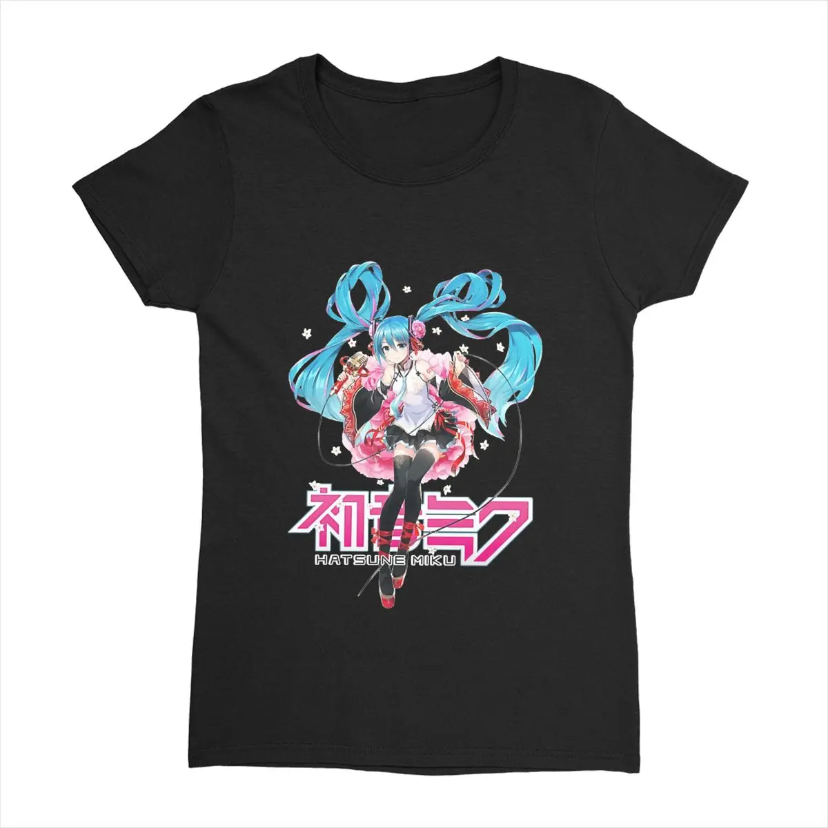 Vintage T Shirt Hatsune Miku Simple T-Shirts Sakura with logo Novelty Tshirt for Woman Cheap Summer Y2K Basic Pattern Clothes