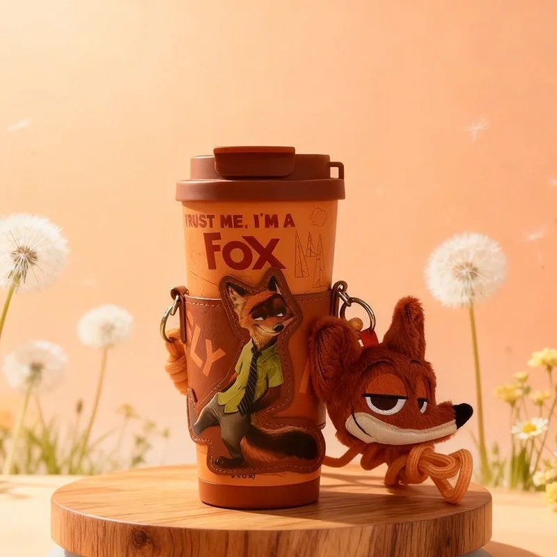 كارتون زوتوبيا جودي نيك سعة كبيرة من القش للشرب المباشر كوب مزدوج كوب آيس كينغ معزول مطبوع بحزام جلدي هدية عيد