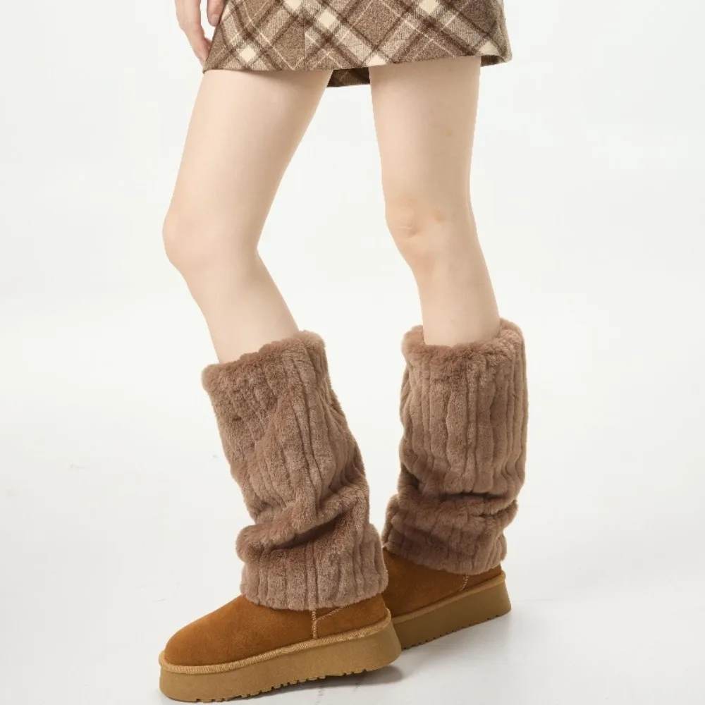 

Y2K женские длинные чулки из искусственного кроличьего меха, утепленные теплые носки, защита ног, зимние носки в японском стиле с ворсом
