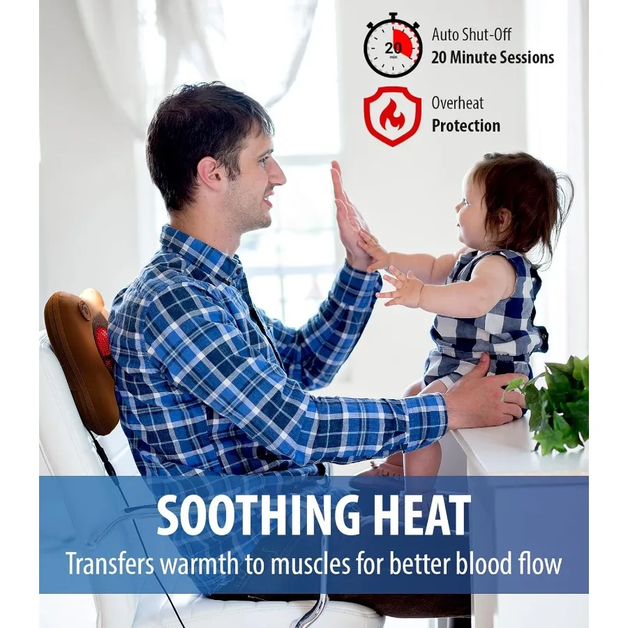 Shiatsu Back and Neck Massager with Heat 3D Electric Kneading Deep Tissue Massage Pillow for Muscle Pain Relief in Brown Ideal - Image 3