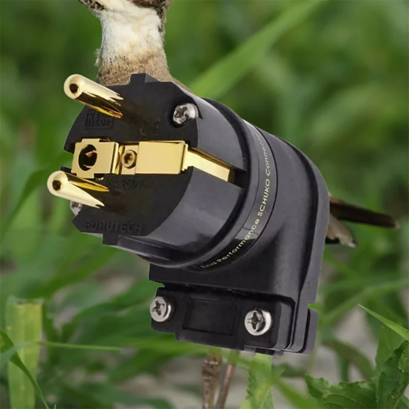 

Вилка Schuko премиум-класса с родиевым покрытием — угловой разъем EU Furutech FI-E12L (R) с золотыми контактами 24 карата ​