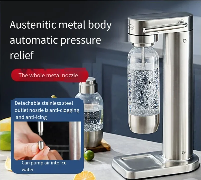 0 Sugar Health Bubble Water Machine Automatic pressure relief multiple safety design stainless steel high-end quality soda maker