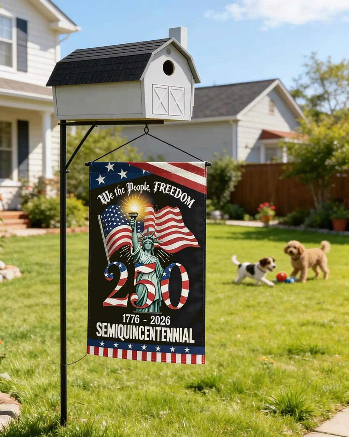 250 Years America Garden Flag, 250th Anniversary USA Patriotic 4th of July Double-Sided Waterproof Banner with Freedom Yard  IIC