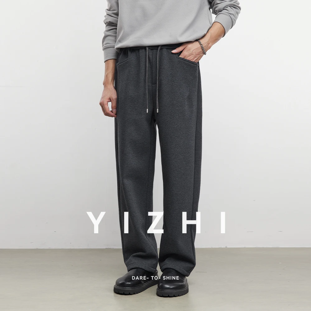 

Fashion Men's Fleece-Lined Straight Leg Casual Pants 2025 Winter New Loose Flow Wide Leg Pants Sports Pants