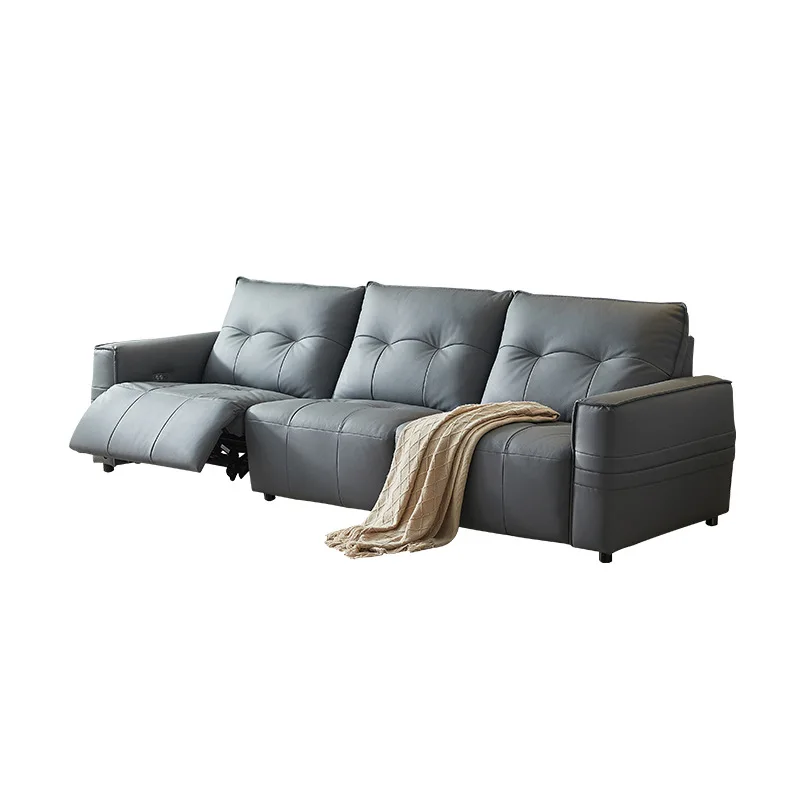 

Zero wall leather functional electric sofa, living room first layer cowhide