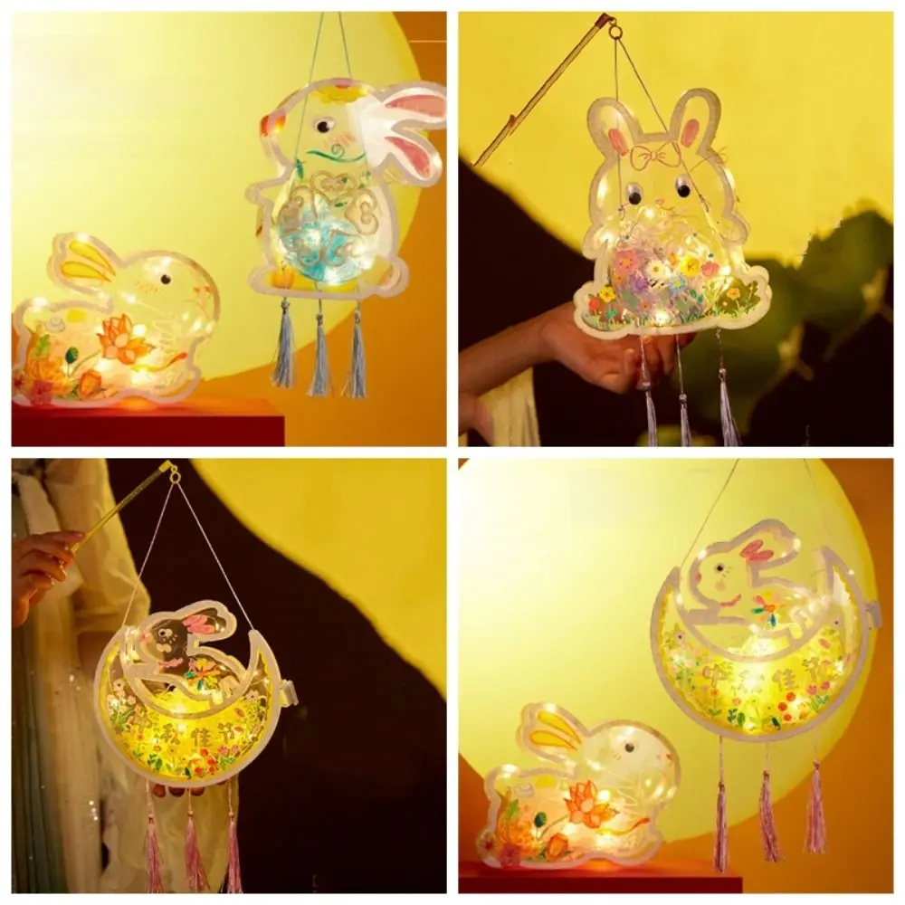 Retro Transparent Mid-Autumn Lantern Glowing DIY Festival Lantern Pendants Luminous Handmade Lanterns For Mid-Autumn Festival