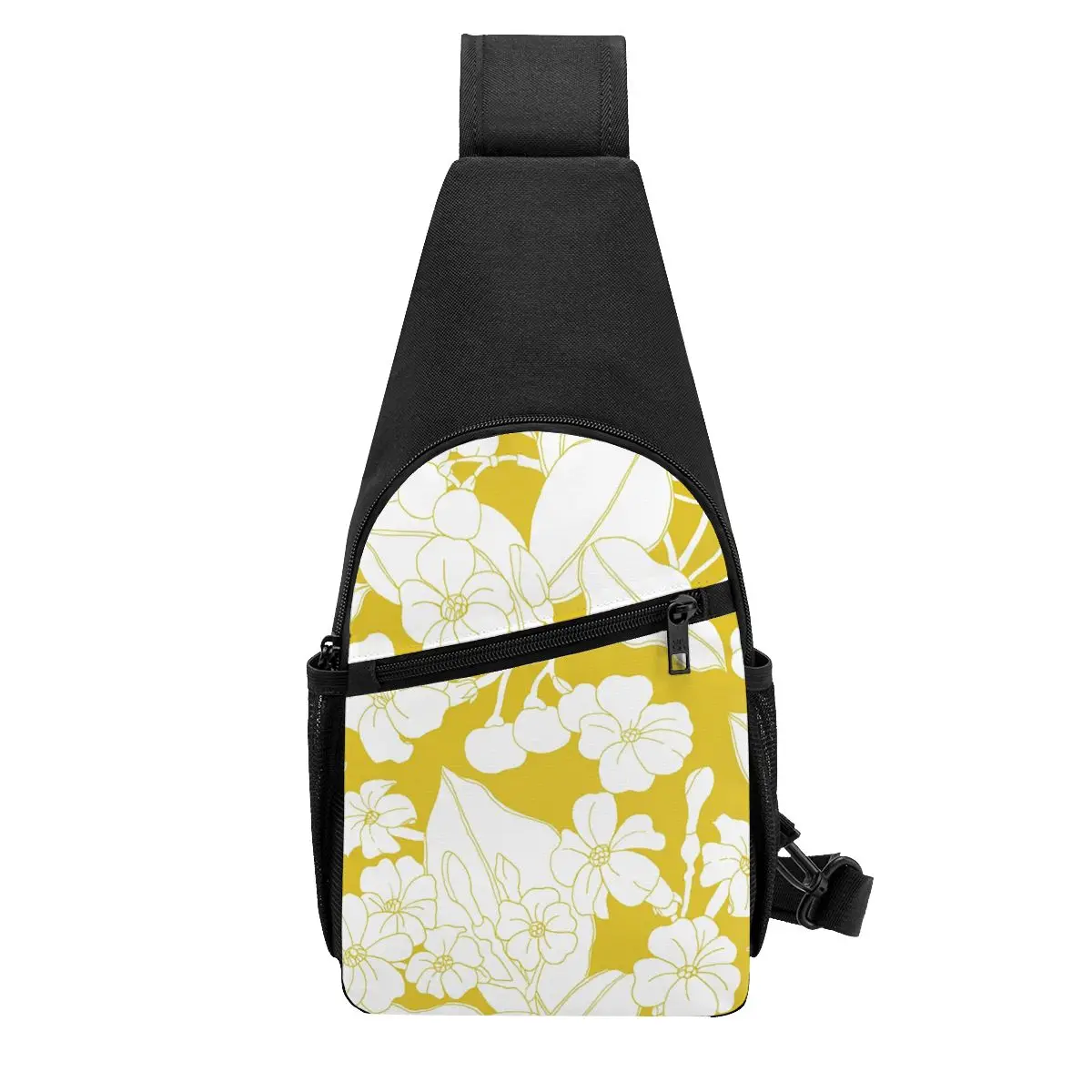 Hawaiian PuaKenikeni Fower Chest Bag Men Sling Crossbody Backpack Chest Bag Travel Hiking Daypack Shoulder Bag
