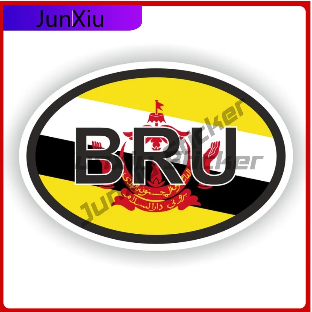 

Brunei Darussalam Oval Country Code Bru Flag National Emblem With White Border Vinyl Decals Scratch Cover Bumper Cars Suv Hood