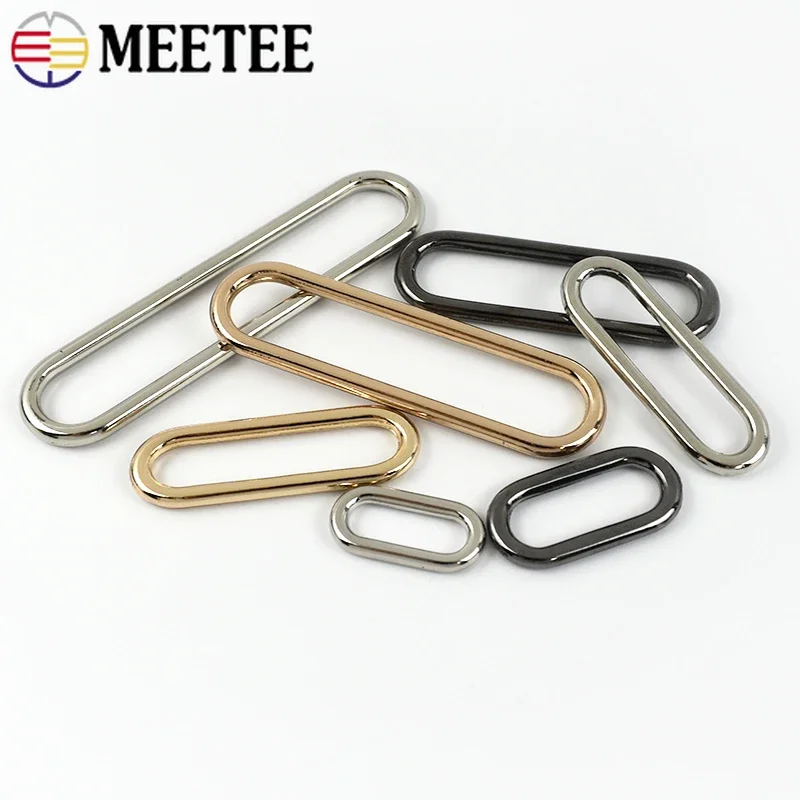 50Pcs 15-60mm Bag Ring Metal Buckles Oval Small Carabiner Clips Clasp for Shoe Buckle Dog Collar Webbing Strap O Rings Hook