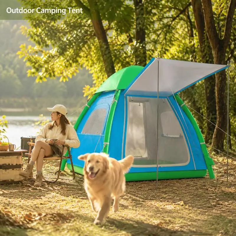 Tente de camping gonflable en tissu résistant, structure à air haute pression 190 cm avec valve anti-surcharge, montage facile