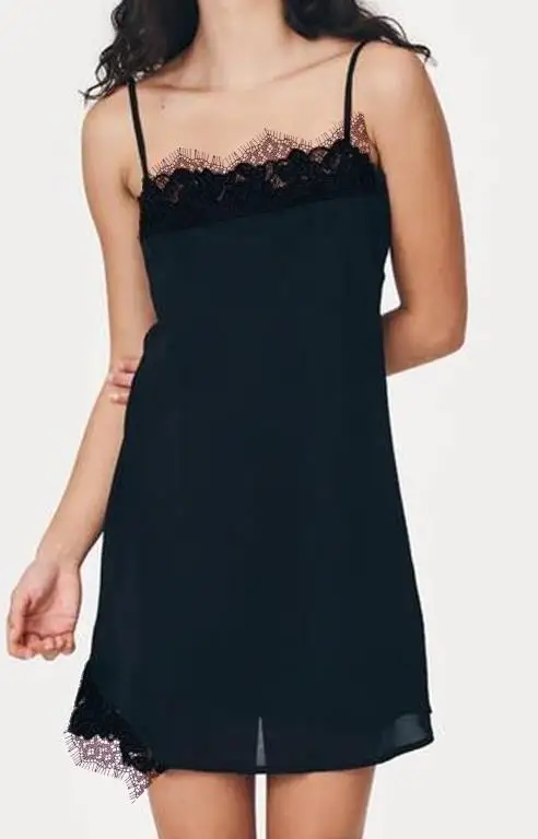Women's Summer Mini Dress Lace Patchwork Adjuatable Spaghetti Strap Sleeveless Cami Dress