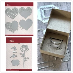 New Hollow Out Heart of Love Ring Box Rose Metal Cutting Dies Valentine's Day Card Gift Scrapbooking Frame Card Craft No Stamps