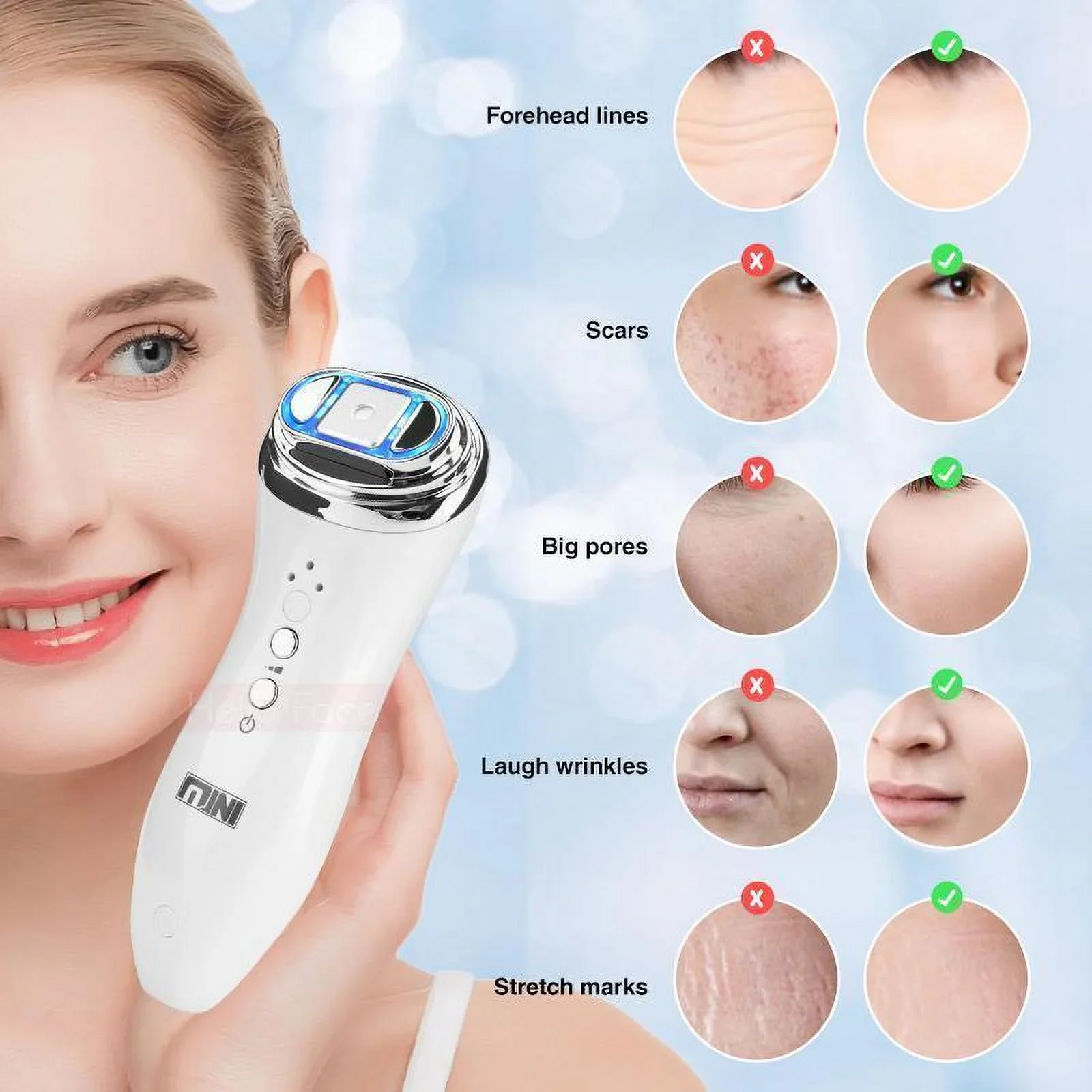 Wrinkles Removal Facial Massager LED Light therapy Sonic Ion Vibration Skin Tightening Face Lifting Beauty Device Skin Care Too