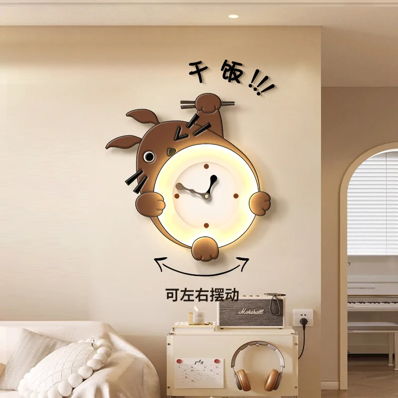 Cream Wind Living Room Creative Cartoon Clock Restaurant 2024 New High-end Clock Household