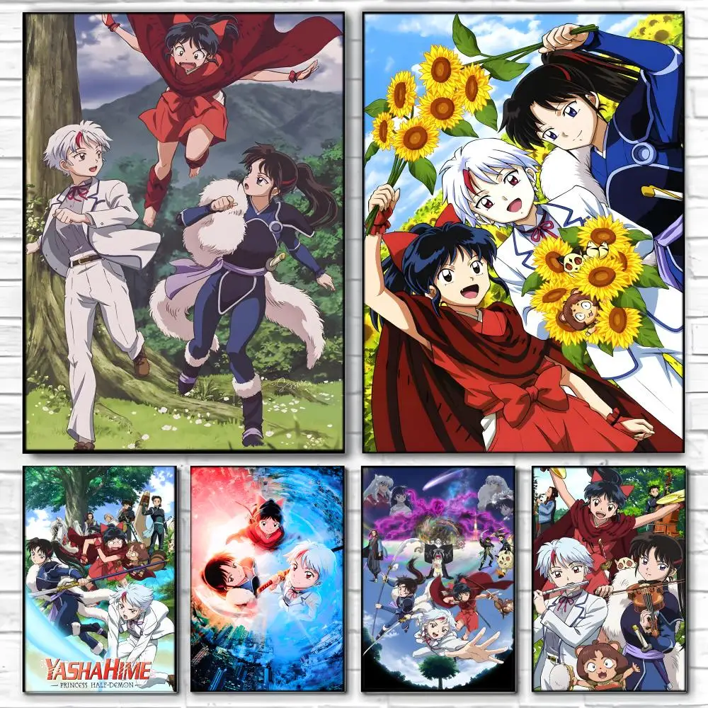 Anime Y-YashahimeS PrincessS Half DemonS Poster  Self-adhesive Art Waterproof Paper Sticker Coffee House Bar Room Wall Decor