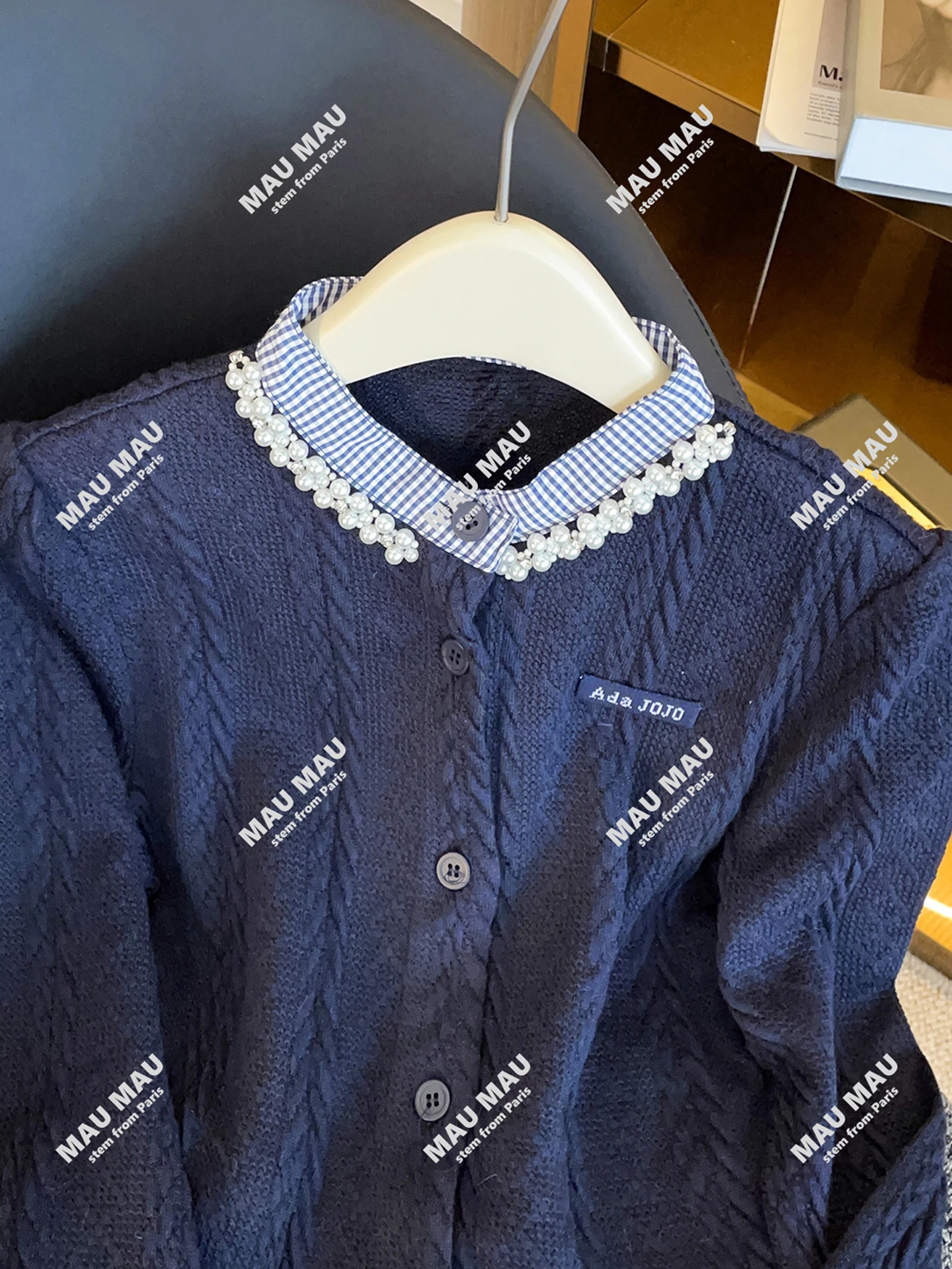 Cárdigan de punto de mujer de gama alta ort Sve Midi Dr con patchwork de cuentas a cuadros Bell Sve Cárdigan abierto Top para otoño...