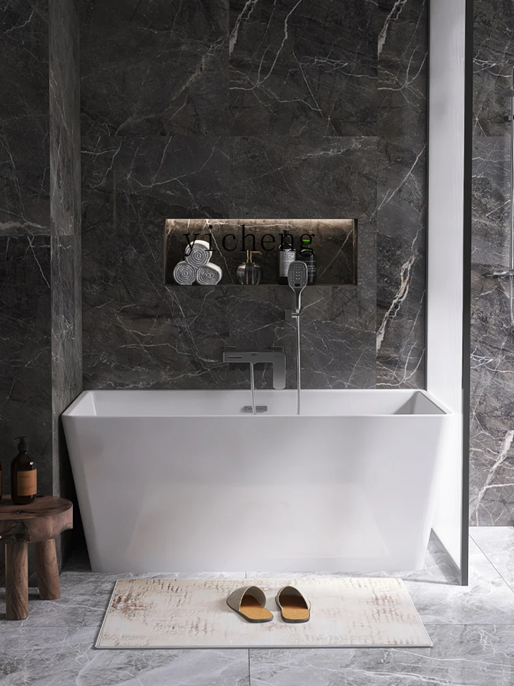 YY Small Apartment Bathtub Household Adult Square Japanese Deep Bubble Integrated Independent Bathtub