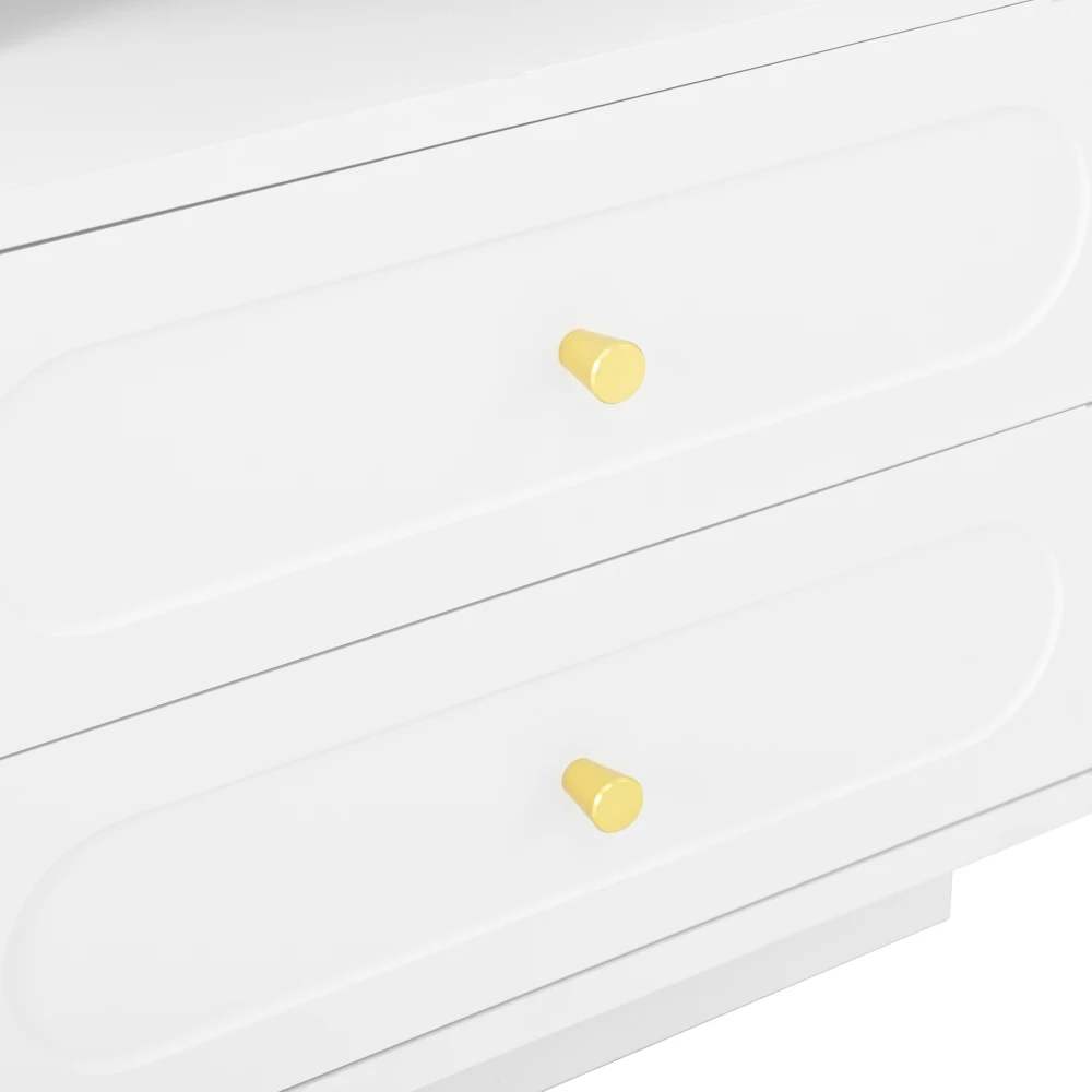 PINGGO LED-Nachttisch, 2 Stück, mit 2 Schubladen, 1 offener Stauraum, weißer Nachttisch, Größe 100 x 40 x 60 cm, Schlafzimmermöbel – Detail 18