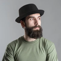 100% Wool Pork Pie Fedora Hat for Women Men Autumn Winter Felt Curved Brim Porkpie Hat - Image 6