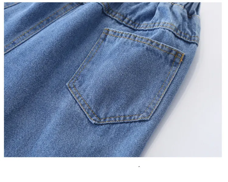 2027 Lässige Jeans für Mädchen, Teenagerkleidung, elastische High-Waist-Denim-Hose mit weitem Bein, Frühlings-Modelle für ältere Kinder, gerade Hose, 5-14 Jahre – Detail 11