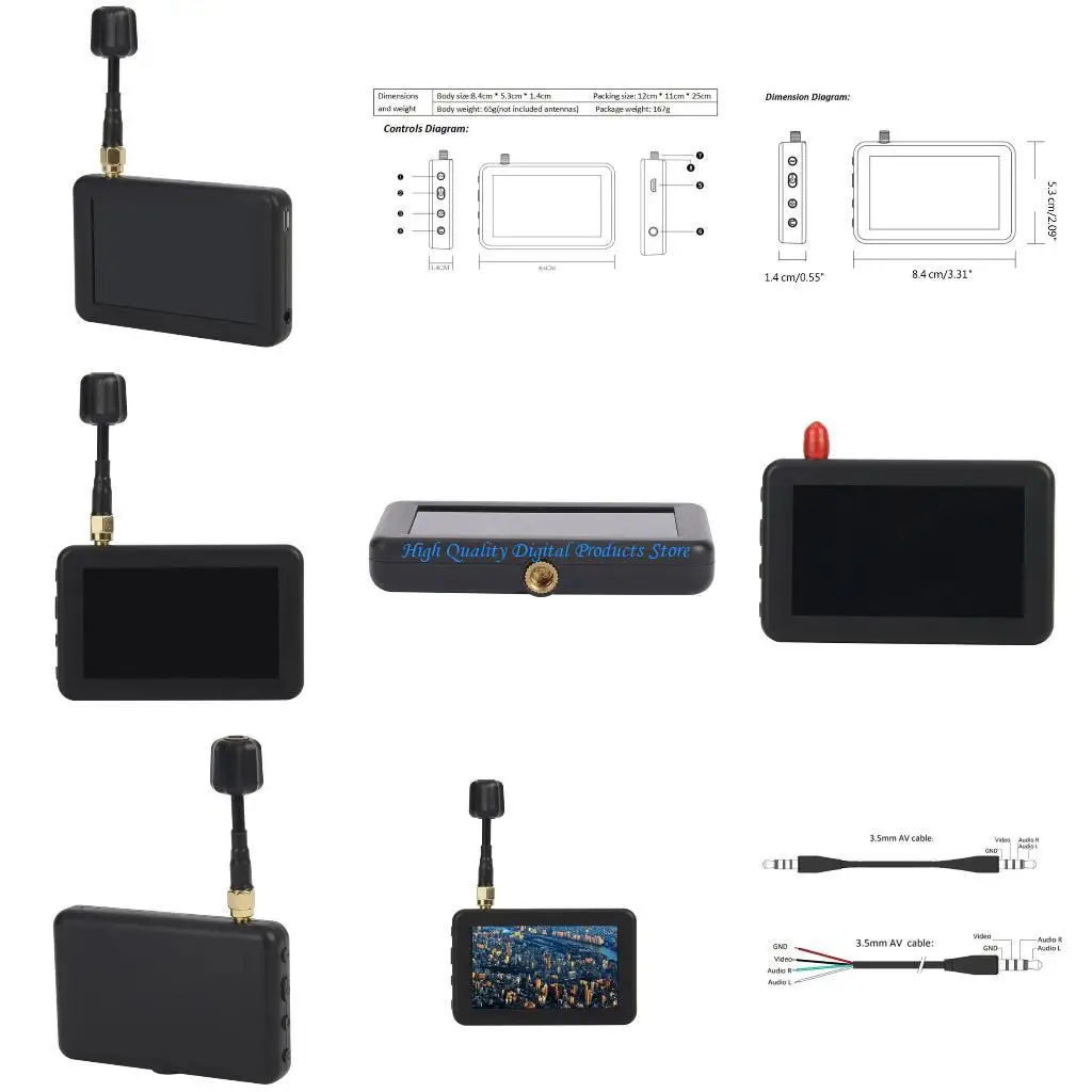 

U2JE LS-5804 3“ Mini FPV Monitor LCD Handheld Screen Auto Search 16:9 Display Ratio