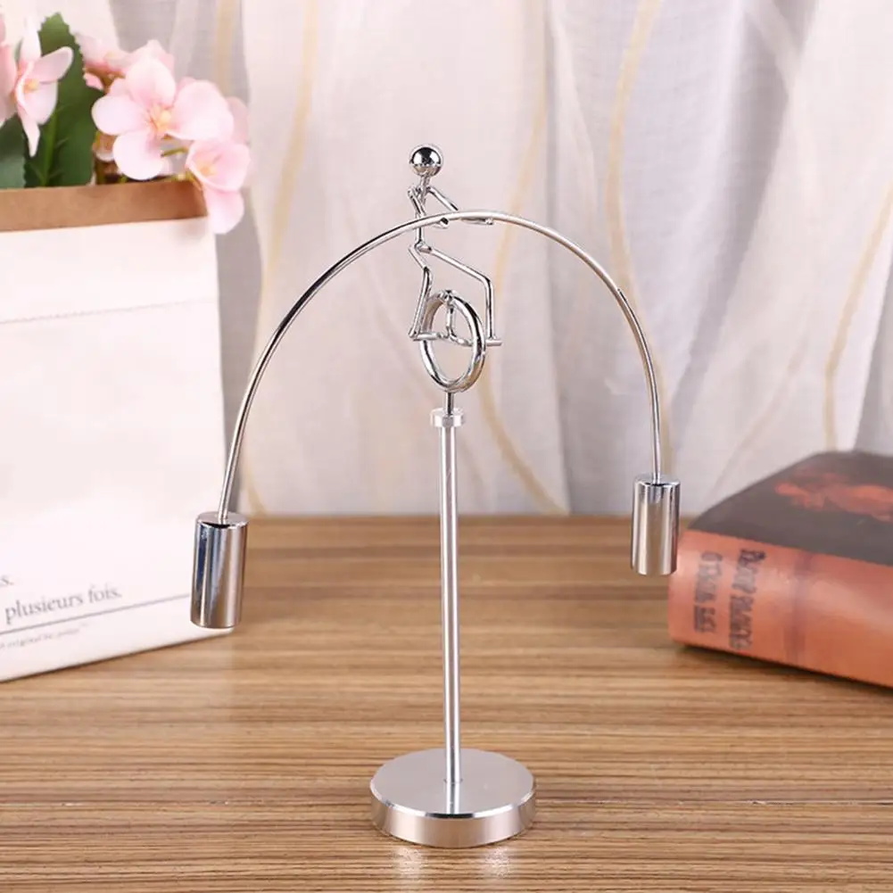 Balancing Little Man Decor Desktop Man Ornament Metal Unicycle Man Balance Toy Rotating Physics Decoration for Home Office