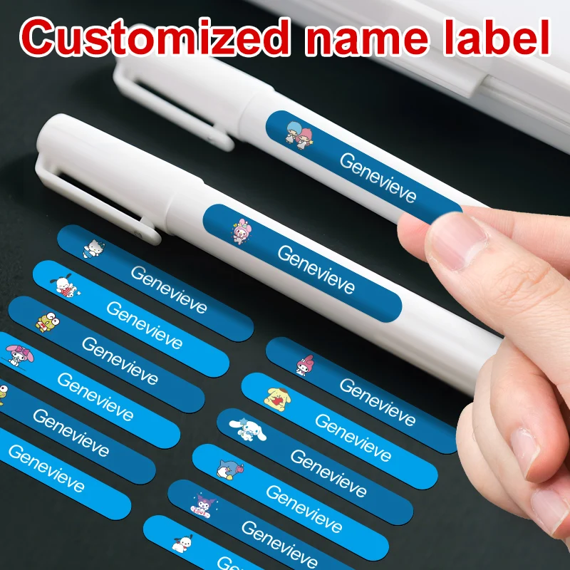 

Персонализированные наклейки с именем Sanrio-индивидуальные водонепроницаемые прочные наклейки для ноутбуков, папок, бутылок для офисных принадлежностей и сувениров для вечеринок