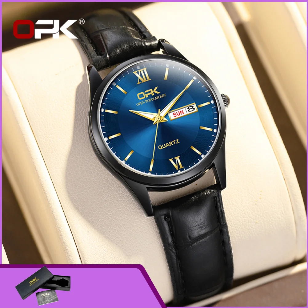

OPK 8132 Luxury Women's Quartz Wristwatch Leather Strap Date Week Luminous Waterproof Classic Elegant Watches for Lady