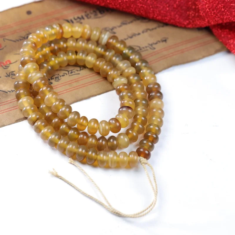 Ram horn product, 108 abacus barrel beads, ethnic style multi-loop bracelet
