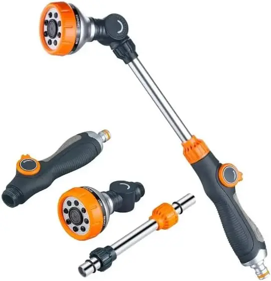 

Hicks Ridge Heavy Duty Watering Wand 180° Rotating Head 18-inch Metal Long Hose Nozzle Sprayer Wand with Thumb Flow Cont