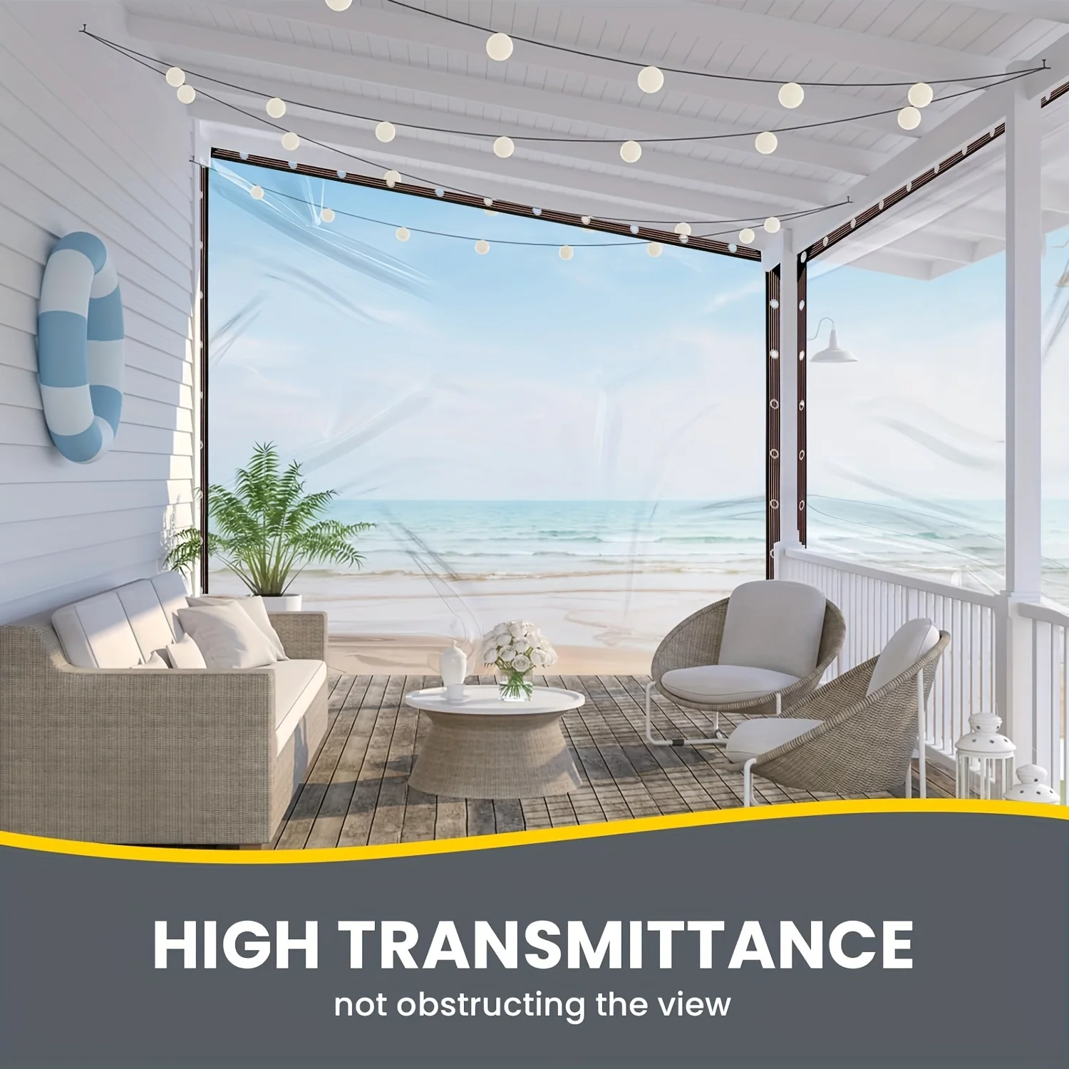

Transparent Waterproof Curtain with Double Seals - a Super Outdoor Rain and Wind Protection Tool! Suitable for Porch Awnings and