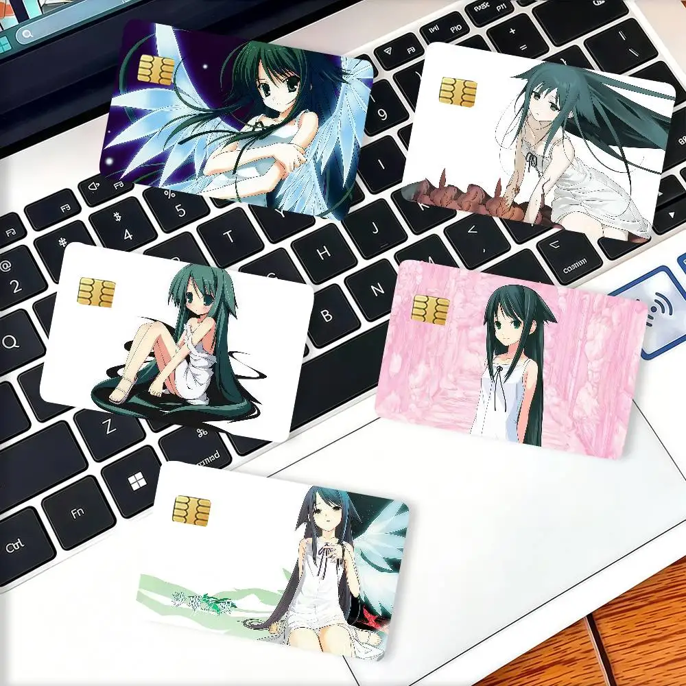 Anime The S-Song of S-Saya Credit Card Decorative Card Stickers Suitable For Bank Cards Metro Transit Anti-scratch Gift 4PCS