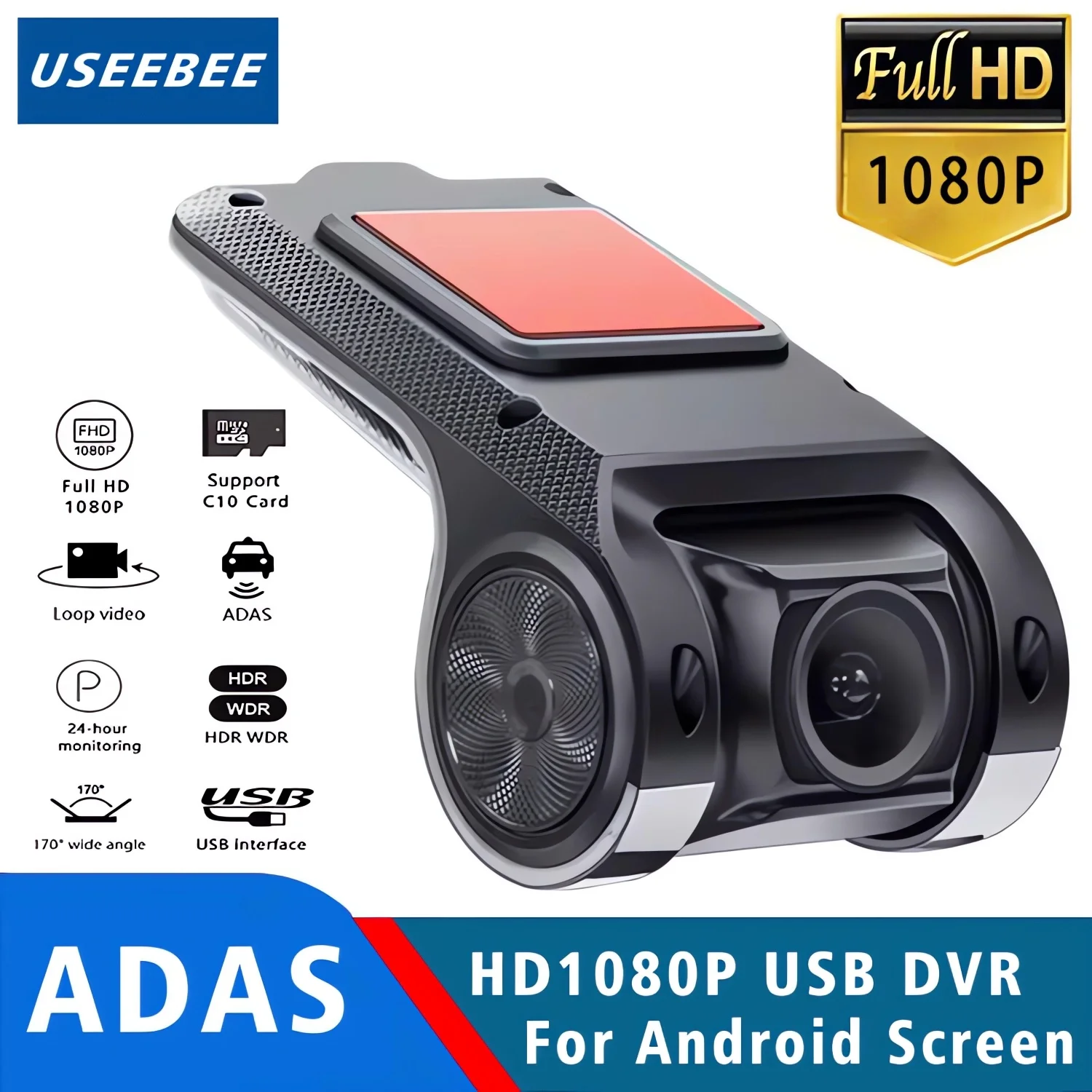 HD Car DVR Dash Cam  ADAS Video 720P/1080P USB Dashcam Auto Drive Recorder for Android Multimedia Player DVD Voice Alarm