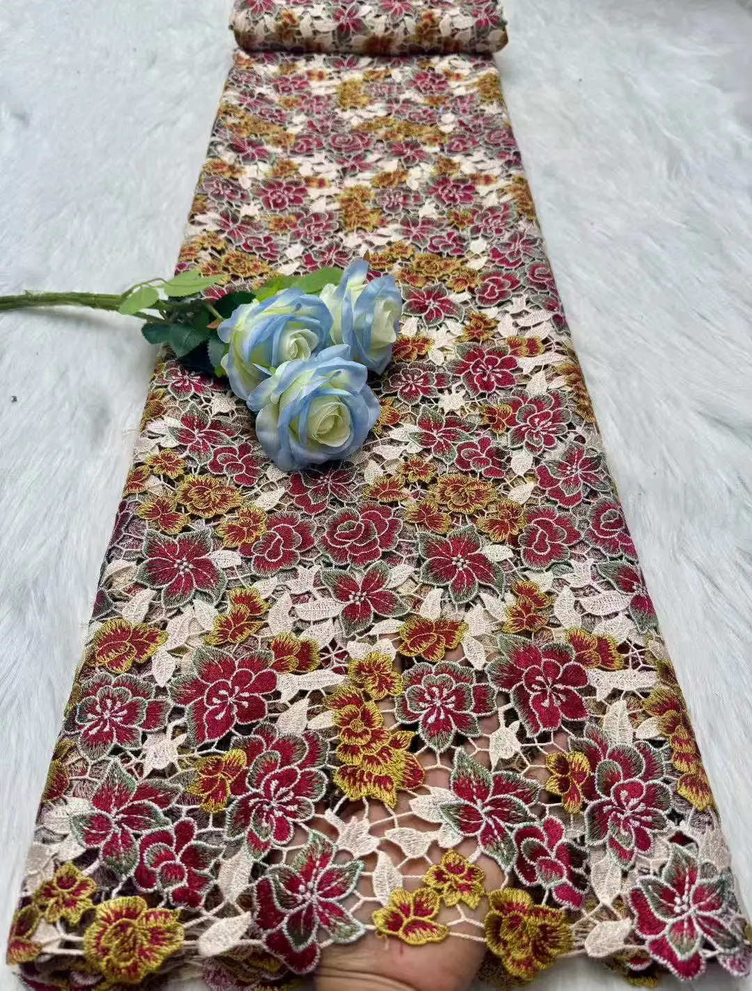 

Top End Small Floral Cotton Guipure Lace Soft Cord Lace Skin Friendly African Embroidery Ceremony Cupion Fabric for Sewing 2026