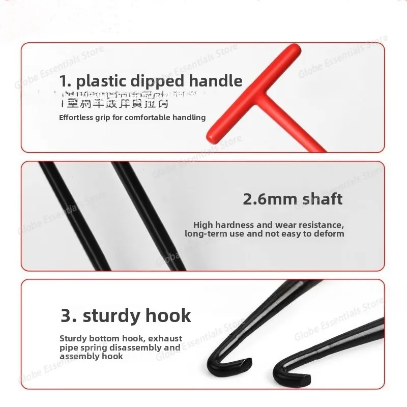Durable Exhaust Spring Hook - T Shaped Handle Puller Tool for Motorcycle Bike Vehicle Exhaust Pipe Installation & Removal