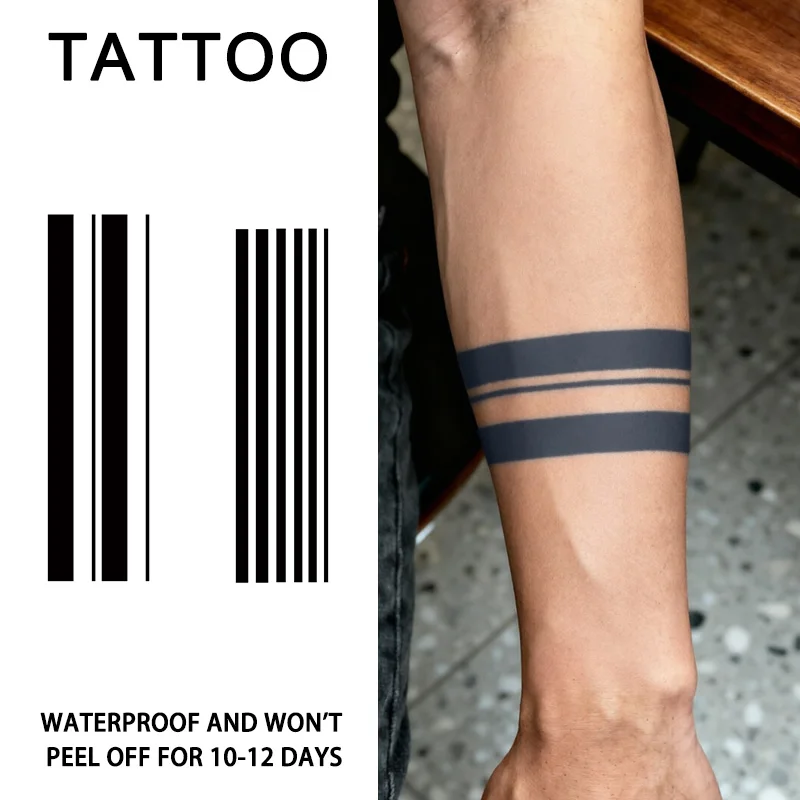 Geometric Line ArmBand Waterproof Temporary Tattoo Stickers, Long-lasting Waterproof for One to Two Weeks, Suitable for Arm, Leg