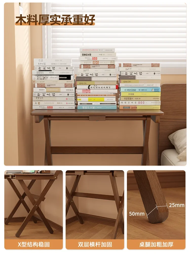 

Solid wood folding desk, student home computer desk, bedroom small apartment bedside study table, simple desk